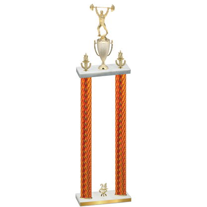 Double Orange Carbon Fiber Year Weights Trophy