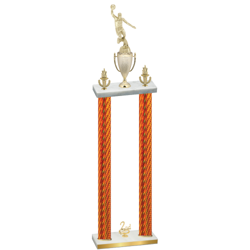 Double Orange Carbon Fiber Second Place Basketball Trophy