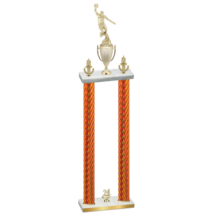 Double Orange Carbon Fiber Year Basketball Trophy