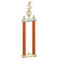 Double Orange Carbon Fiber First Place Flag Football Trophy
