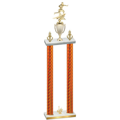 Double Orange Carbon Fiber First Place Flag Football Trophy