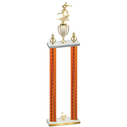 Double Orange Carbon Fiber Second Place Flag Football Trophy