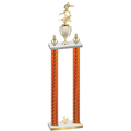 Double Orange Carbon Fiber Fourth Place Flag Football Trophy