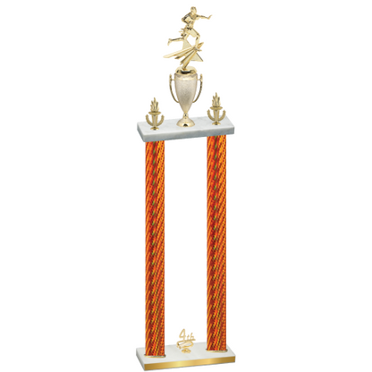 Double Orange Carbon Fiber Fourth Place Flag Football Trophy