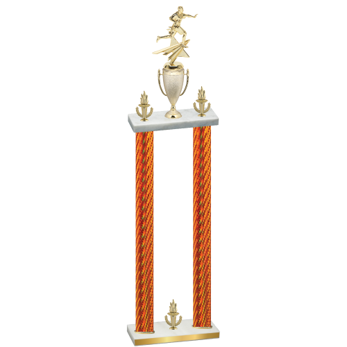 Double Orange Carbon Fiber Victory Flag Football Trophy