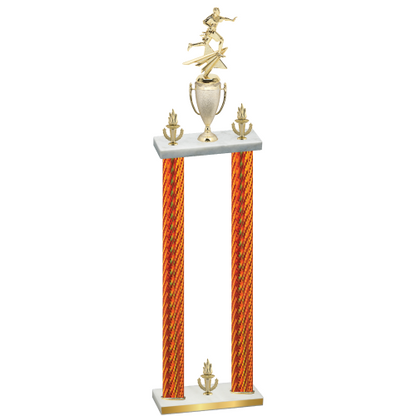 Double Orange Carbon Fiber Victory Flag Football Trophy