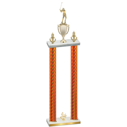 Double Orange Carbon Fiber Fourth Place Golf Trophy