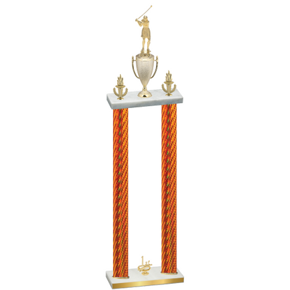 Double Orange Carbon Fiber First Place Golf Trophy