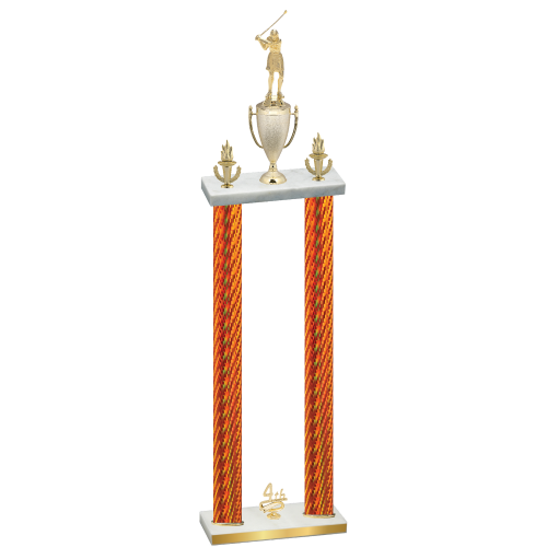 Double Orange Carbon Fiber Fourth Place Golf Trophy