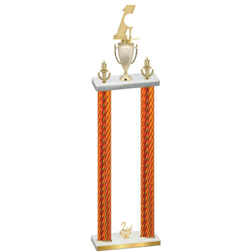 Double Orange Carbon Fiber Second Place Golf Trophy