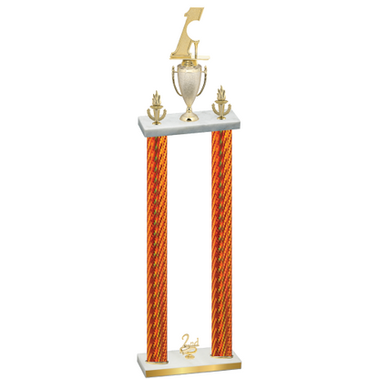 Double Orange Carbon Fiber Second Place Golf Trophy