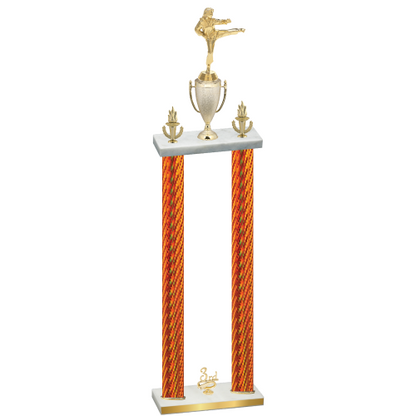 Double Orange Carbon Fiber Third Place Karate Trophy