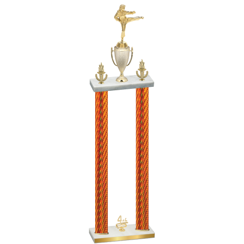 Double Orange Carbon Fiber Fourth Place Karate Trophy