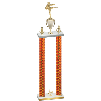 Double Orange Carbon Fiber Fourth Place Karate Trophy
