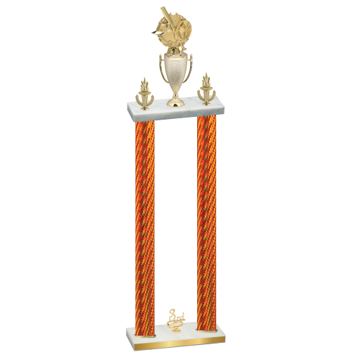 Double Orange Carbon Fiber Third Place Baseball Trophy