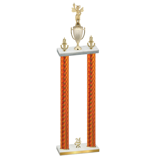 Double Orange Carbon Fiber Year Academics Trophy