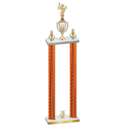 Double Orange Carbon Fiber Year Academics Trophy