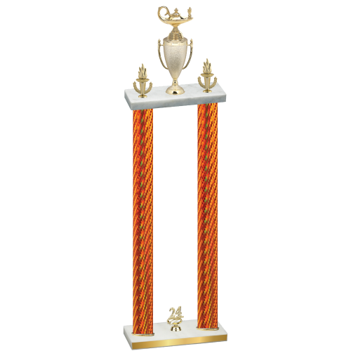 Double Orange Carbon Fiber Year Academics Trophy