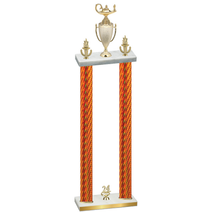 Double Orange Carbon Fiber Year Academics Trophy