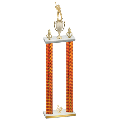 Double Orange Carbon Fiber Third Place Baseball Trophy