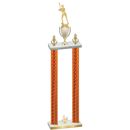 Double Orange Carbon Fiber Fourth Place Softball Trophy