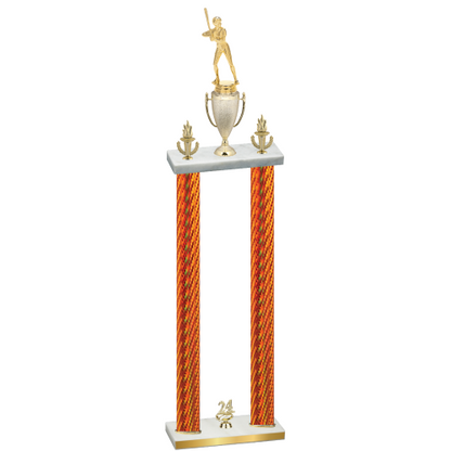Double Orange Carbon Fiber Year Softball Trophy
