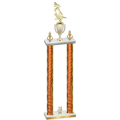 Double Orange Glacier Year Football Trophy