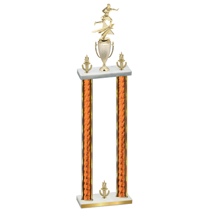 Double Orange Glacier Victory Flag Football Trophy