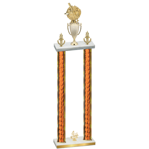 Double Orange Glacier Fourth Place Baseball Trophy