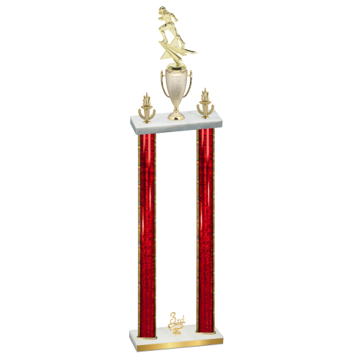 Double Red Glacier Third Place Football Trophy