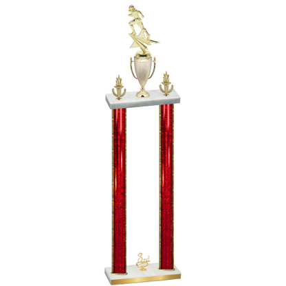 Double Red Glacier Third Place Football Trophy