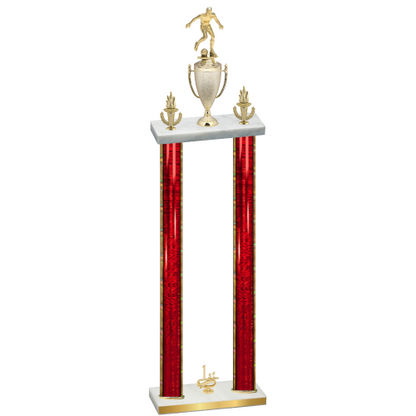 Double Red Glacier First Place Soccer Trophy