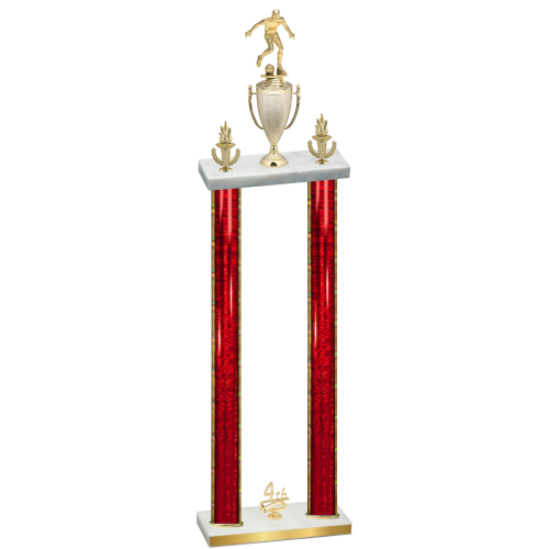 Double Red Glacier Fourth Place Soccer Trophy
