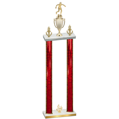 Double Red Glacier Fourth Place Soccer Trophy