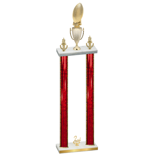 Double Red Glacier Second Place Football Trophy