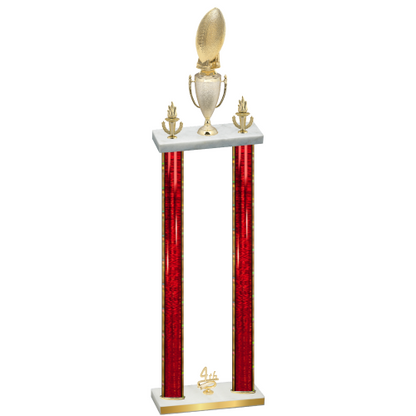Double Red Glacier Fourth Place Football Trophy
