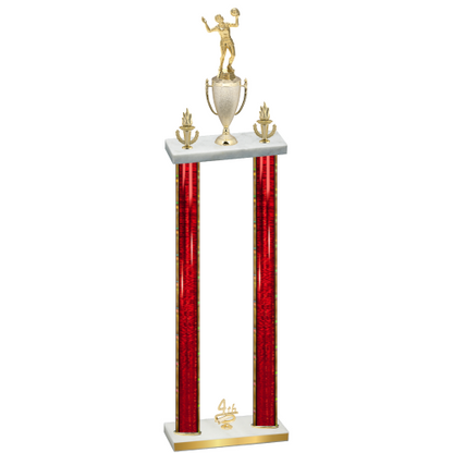 Double Red Glacier Fourth Place Volleyball Trophy