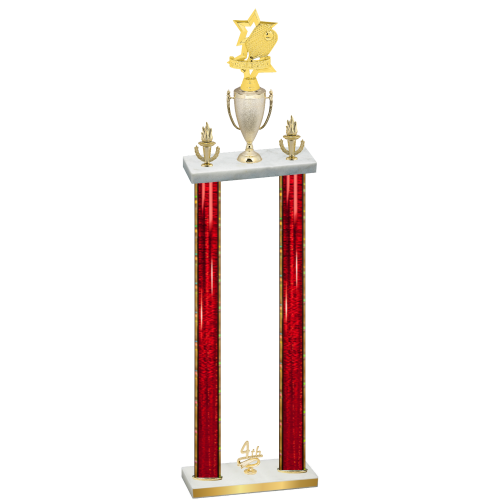 Double Red Glacier Fourth Place Pickleball Trophy