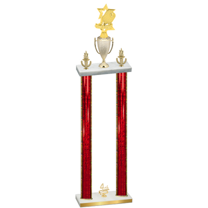 Double Red Glacier Fourth Place Pickleball Trophy