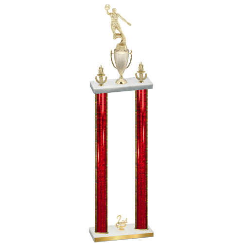 Double Red Glacier Second Place Basketball Trophy