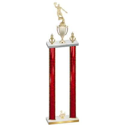 Double Red Glacier Third Place Basketball Trophy