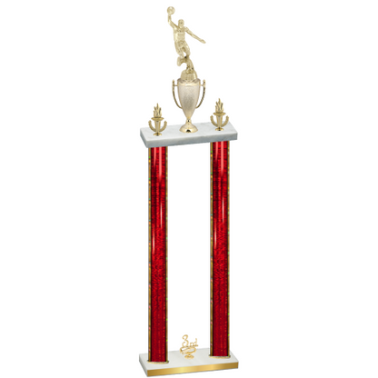 Double Red Glacier Third Place Basketball Trophy