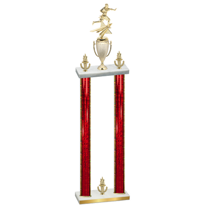 Double Red Glacier Victory Flag Football Trophy