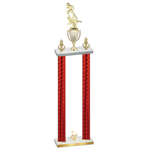 Double Red Carbon Fiber Second Place Football Trophy