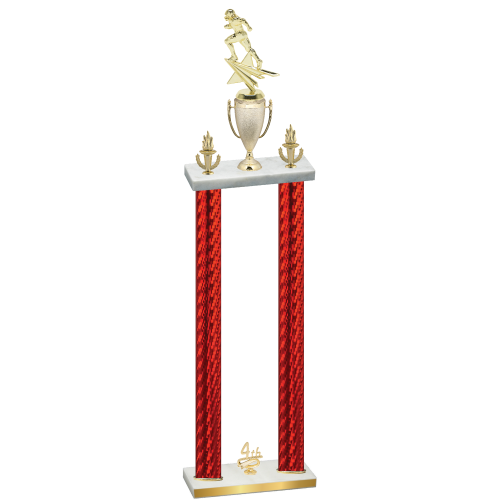 Double Red Carbon Fiber Fourth Place Football Trophy