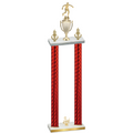 Double Red Carbon Fiber Third Place Soccer Trophy