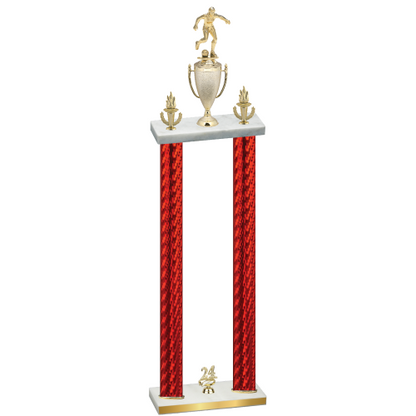 Double Red Carbon Fiber Year Soccer Trophy