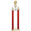 Double Red Carbon Fiber Third Place Soccer Trophy