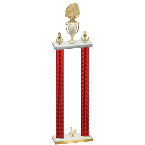 Double Red Carbon Fiber Third Place Soccer Trophy