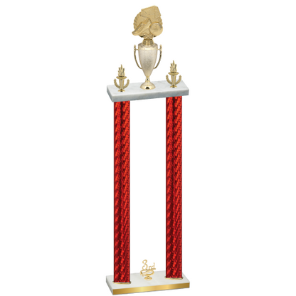 Double Red Carbon Fiber Third Place Soccer Trophy